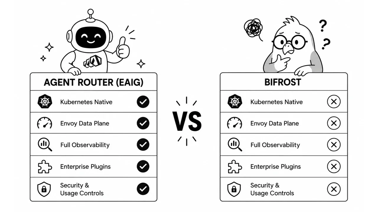 Agent Router (EAIG) versus Bifrost comparison